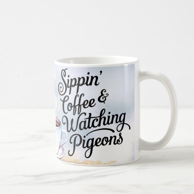 Taza De Café Café Sippin y observar el tazón de pichón (Derecha)