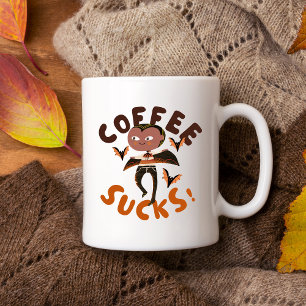 Taza De Café "¡Café Sucks!" Gracioso Vampiro Halloween Mug