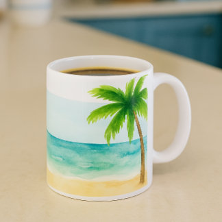 Taza De Café Café Surf Sand Palm Tree