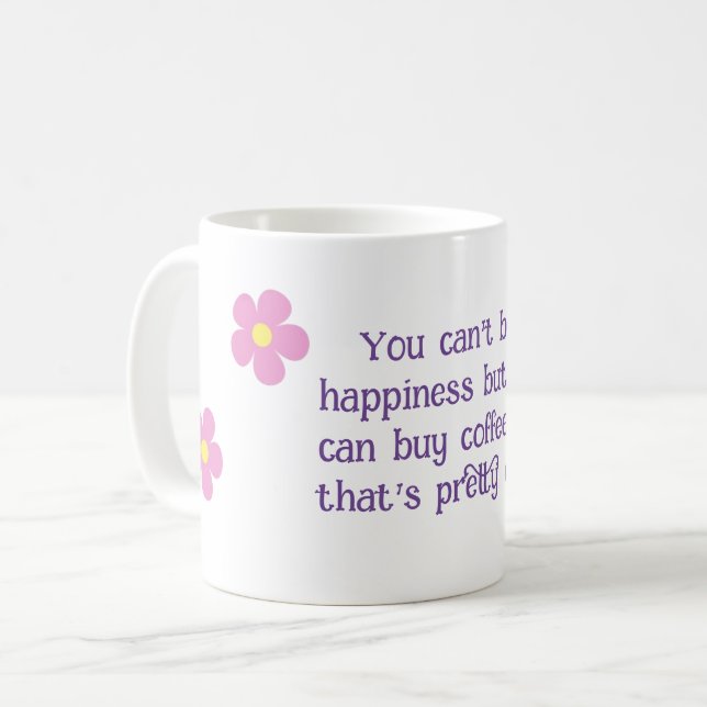 Taza De Café Café, tazón rosa, floral (Anverso izquierdo)