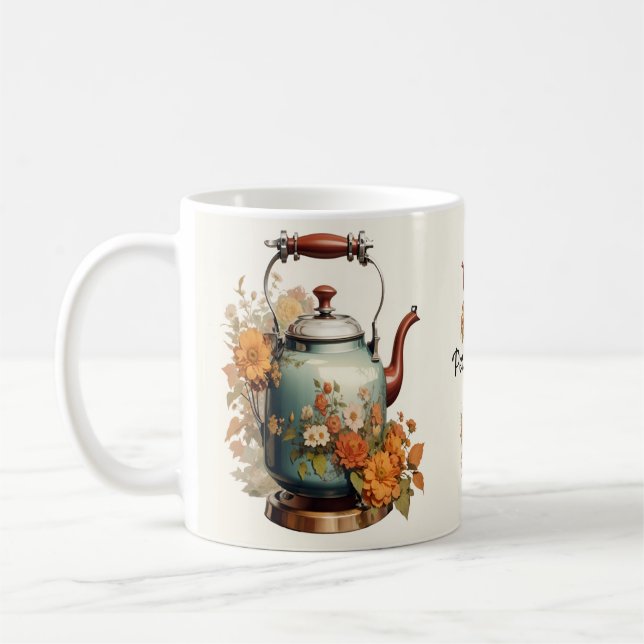 Taza De Café Café Té Tiempo Bonito Flores Flores Diseño Floral  (Izquierda)