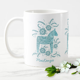 Taza De Café Café Verde azulado y personalizado de Dala Horse s