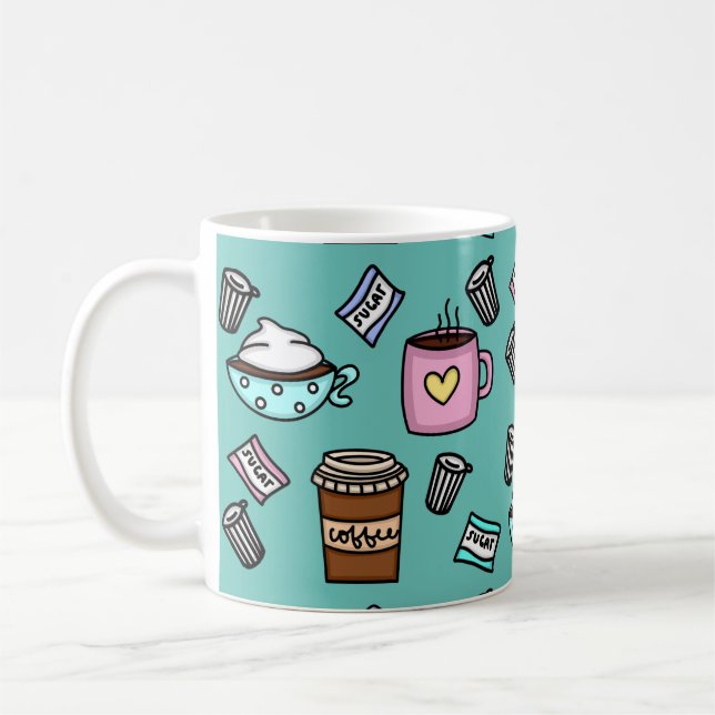 Taza De Café café verde azulado y rosa lindo (Izquierda)