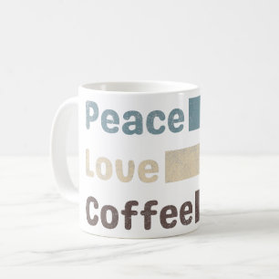 Taza De Café café vintage colorido texto paz amor café