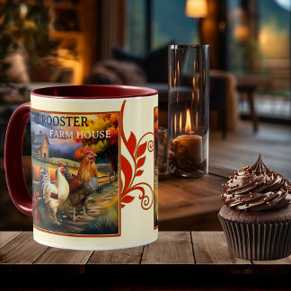 Taza De Café Café y besos gallo de la casa de la granja Mug