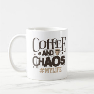 Taza De Café Café Y Caos Graciosa Cafeína De Sabores Sarcástico