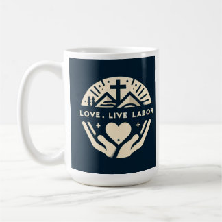 Taza De Café Café y fe: amor. Vive. Trabajo.