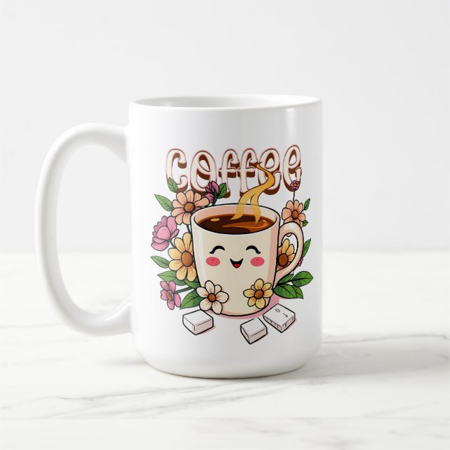 Taza De Café Café y flores de Kawaii (Izquierda)