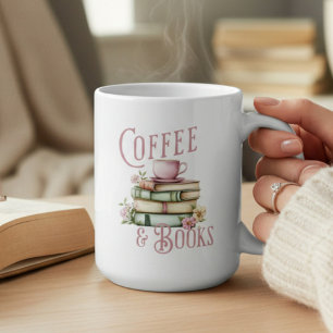 Taza De Café Café y Libros Floral Monogram