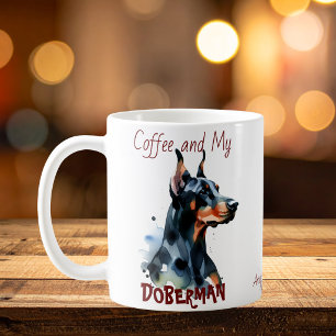 Taza De Café Café y mi doberman lindo/personalizado tazón
