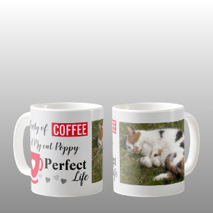 Taza De Café Café y mi gato vida perfecta foto gris roja