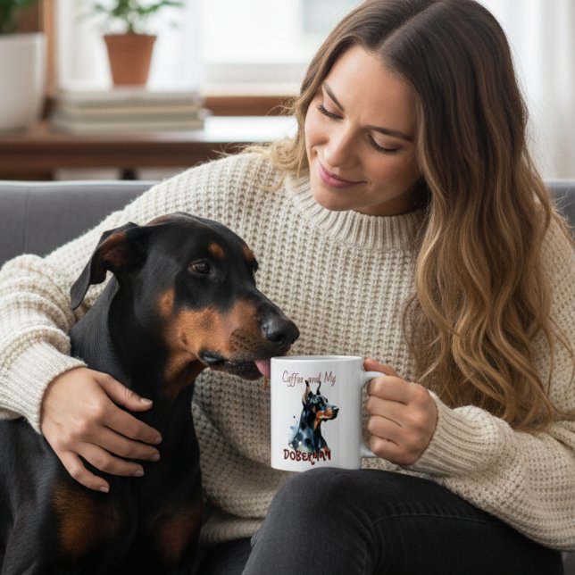 Taza De Café Café y mis negros doberman lindo/personalizado taz (Subido por el creador)