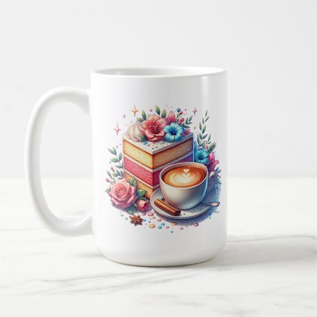 Taza De Café Café y pastel de cumpleaños personalizado (Izquierda)