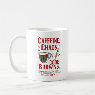Taza De Café Cafeína, caos y código Browns Graciosa enfermera n