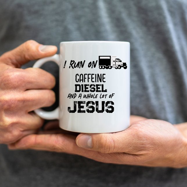 Taza De Café Cafeína divertida Diesel Y Camión Grunge Jesús (Subido por el creador)