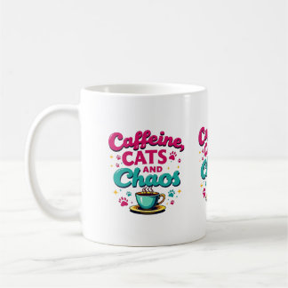 Taza De Café Cafeína, gatos y caos