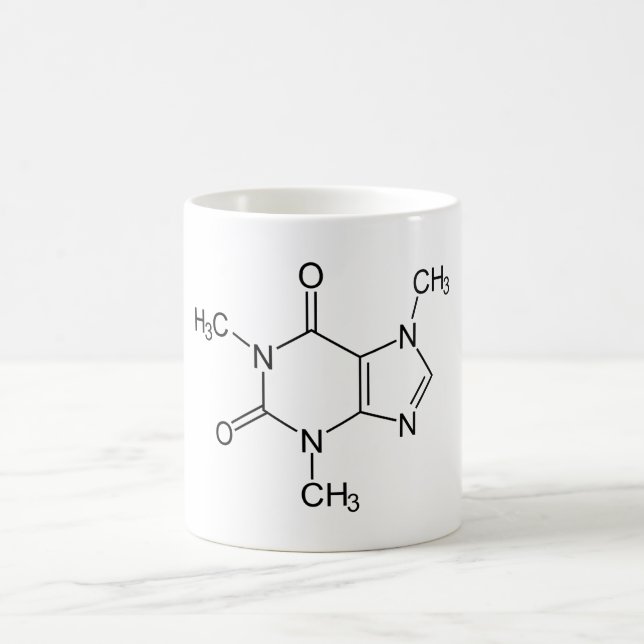 Taza De Café Cafeína Molécula Química Átomos de café (Centro)