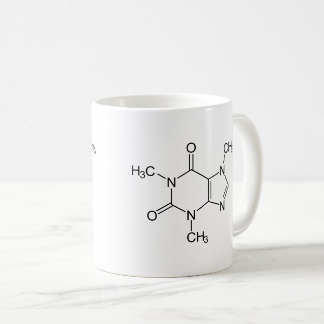 Taza De Café Cafeína Molécula Química Átomos de café (Anverso derecho)