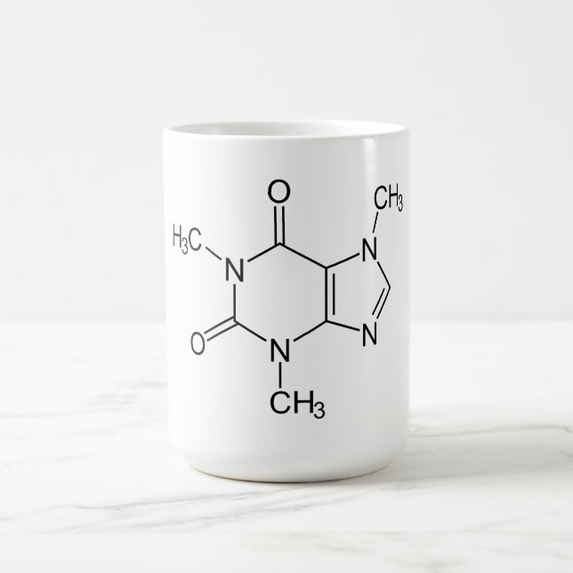 Taza De Café Cafeína Molécula Química Átomos de café (Centro)