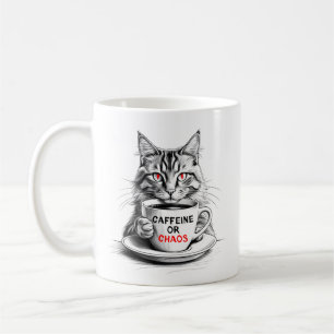 Taza De Café Cafeína O Caos Café Gato Lover Mug