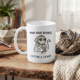Taza De Café Cafeína y Sueñecitos Gato Antiguo Amante del Café