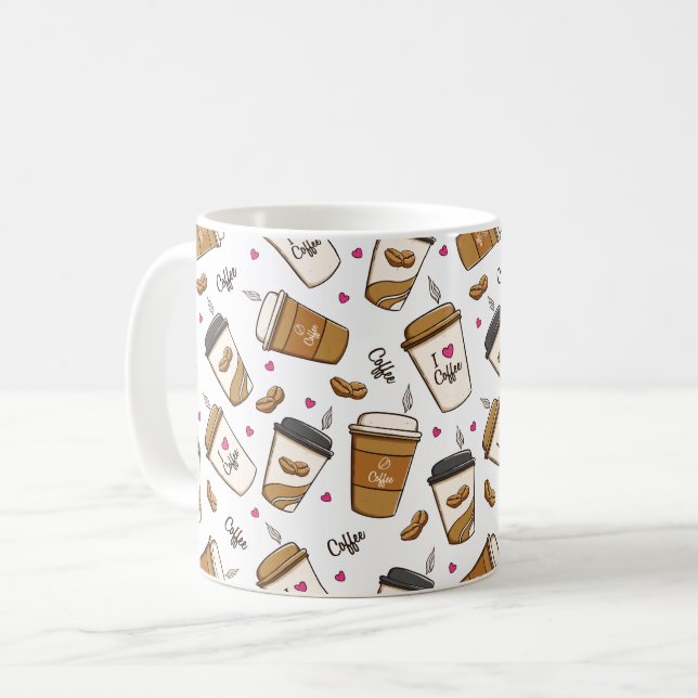 Taza De Café Cafés, Frijoles, Amante del Café, Corazones (Anverso izquierdo)
