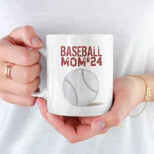 Taza De Café Cafetera Personalizada Chic de Mamá de Béisbol Núm