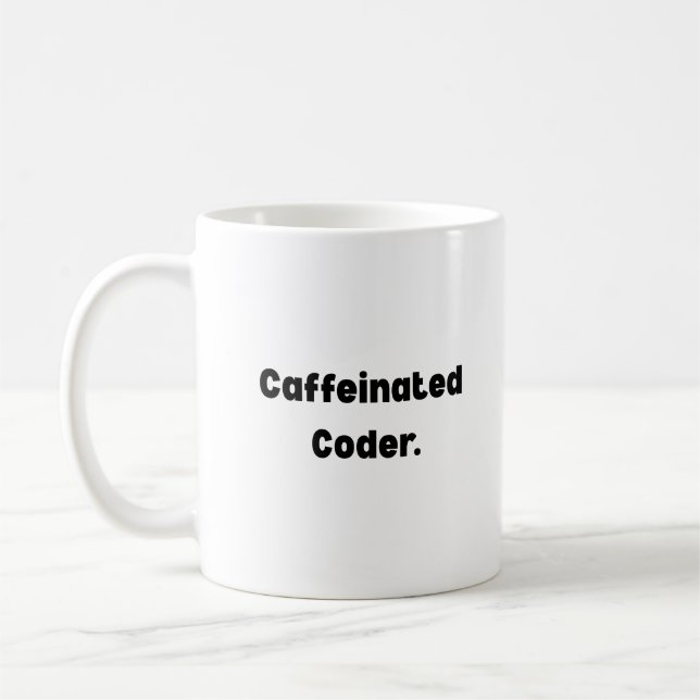 Taza De Café Caffeinated Coder Mug – Funny Gift for Programmers (Izquierda)