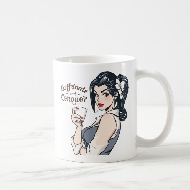 Taza De Café Caffeinato y Retro Glamoroso del Conquo (Derecha)