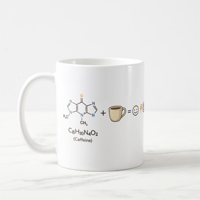 Taza De Café Caffeine Equation–Coffee Powers You Funny Science  (Izquierda)