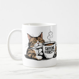 Taza De Café Caffeine First Coffee Mug for Grumpy Coffee Lovers