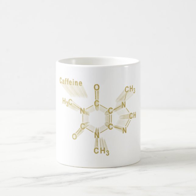 Taza De Café Caffeine Structural chemical formula gold (Centro)