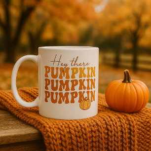 Taza De Café Caída Calabaza Retro Otoño