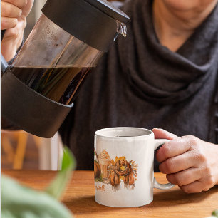Taza De Café Caída de color de agua/Escarcha de latte de calaba