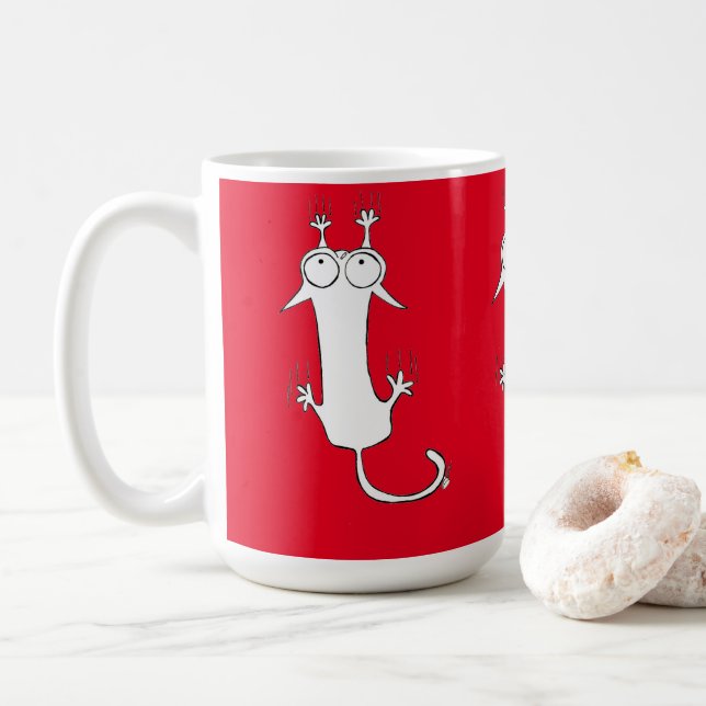 TAZA DE CAFÉ CAÍDA DE GATOS ROJOS DE CAT MUG (Con donut)