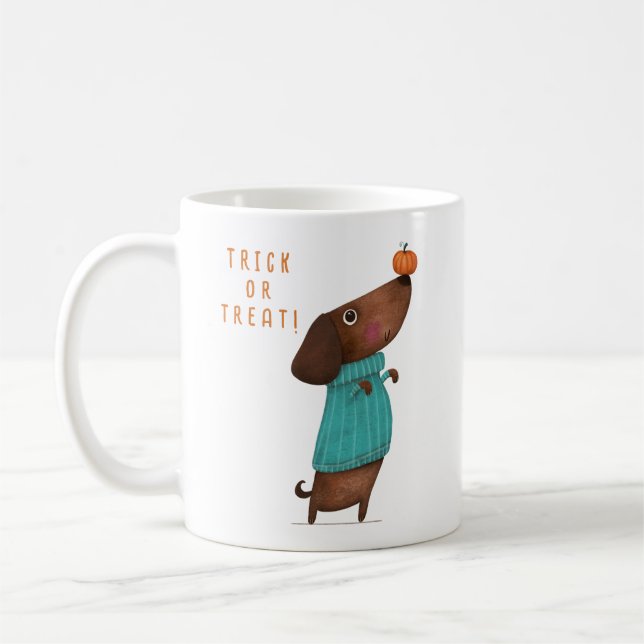 Taza De Café Caída de Halloween de Otoño de Dachshund (Izquierda)