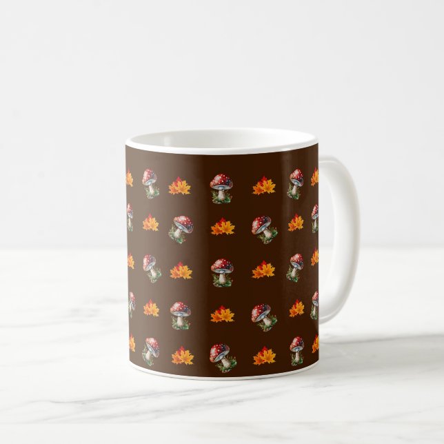 Taza De Café Caída de moda Otoño El otoño deja hongos hongos ho (Anverso derecho)