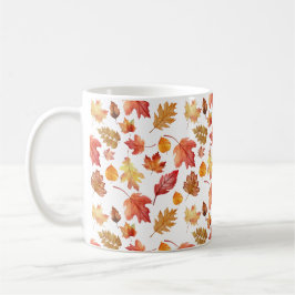 Taza De Café Caída del otoño de acuarela deja un patrón sin foc