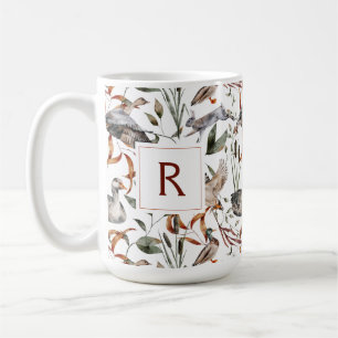 Taza De Café Caída del Pato Masculino Foliage Monograma Café
