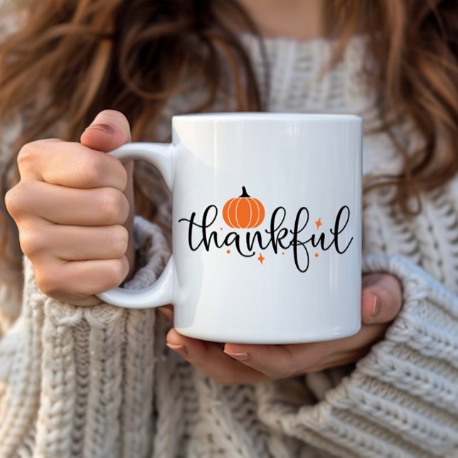 Taza De Café Caída estacional suave Calabaza otoñal Agradecida (Subido por el creador)