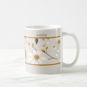Taza De Café Caída Neutral Foliage Boho Stripe