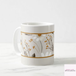 Taza De Café Caída Neutral Foliage Boho Stripe