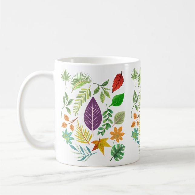 Taza De Café Caída Otoño Cerámica Mug | Rústico deja café en ta (Izquierda)