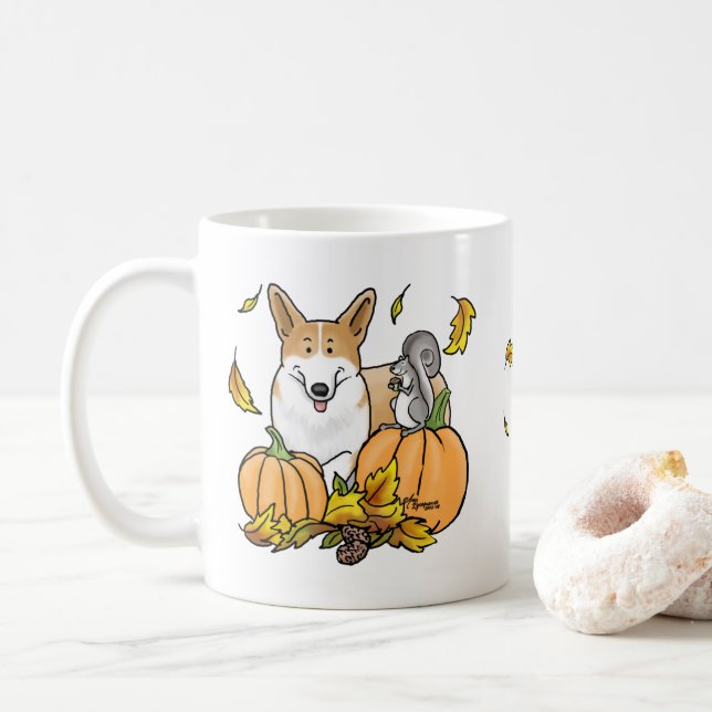 Taza De Café Caída Pembroke Welsh Corgi (rojo 1) Calabazas Cute (Con donut)