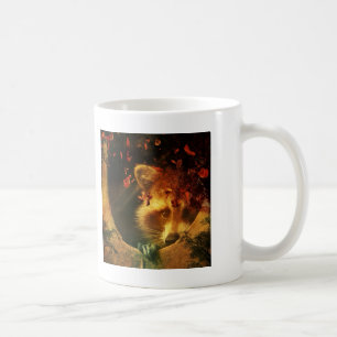 Taza De Café Caída rústica naranja otoño deja raccoon de bosque