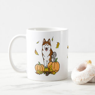Taza De Café Caída Siberian Husky (rojo) Calabazas deja de lado