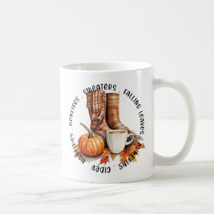 Taza De Café Caída y vibraciones del otoño