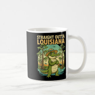 Taza De Café Caimán divertido de Luisiana Retro Fauna y Flora V
