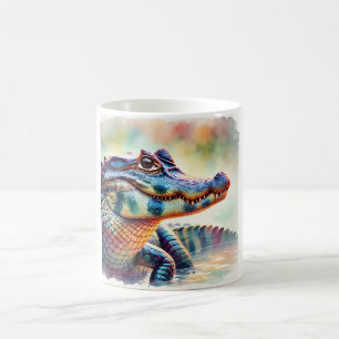 Taza De Café Caiman in serene waters 241024AREF111 - Watercolor