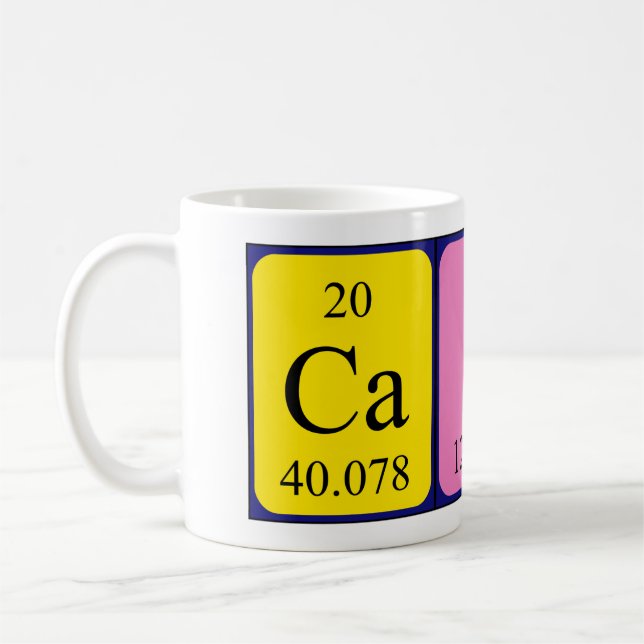 Taza De Café Caine periódica table name mug (Izquierda)